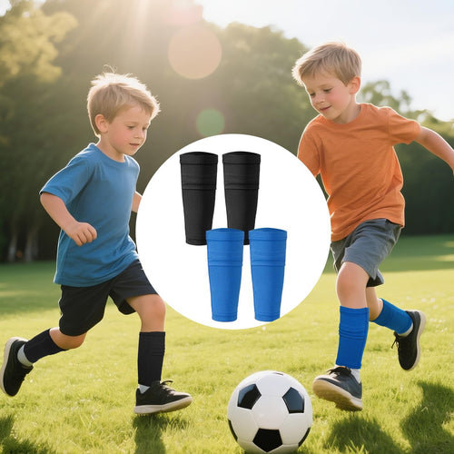 2 Pairs Soccer Shin Guards Socks Breathable Soccer Shin Guard Sleeves W/ Pocket